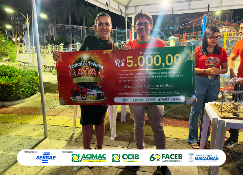 O GRANDE SORTEIO E O BINGO DO FESTIVAL DE PRÊMIOS DO NATAL DA ACIMAC É REALIZADO